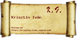 Krisztin Iván névjegykártya